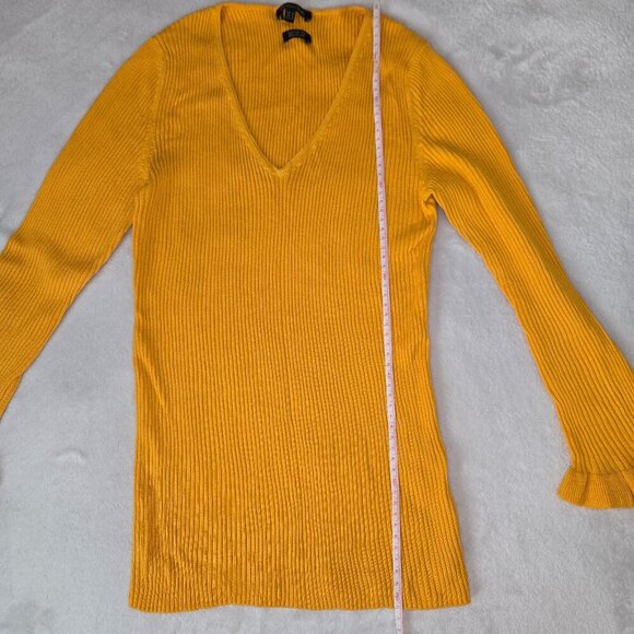 Massimo Dutti mustard yellow ribbed sweater mulberry silk cotton M - Picture 7 of 11